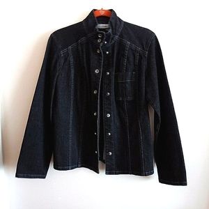 Chico's Dark Gray Denim Jacket Size 1(8-10)
